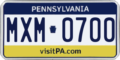 PA license plate MXM0700