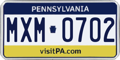 PA license plate MXM0702