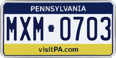 PA license plate MXM0703