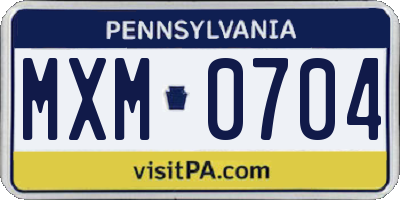 PA license plate MXM0704