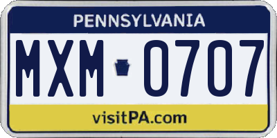 PA license plate MXM0707