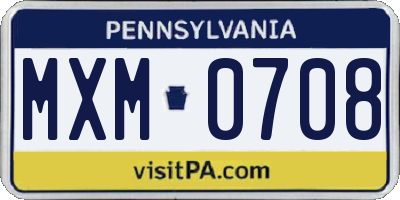 PA license plate MXM0708