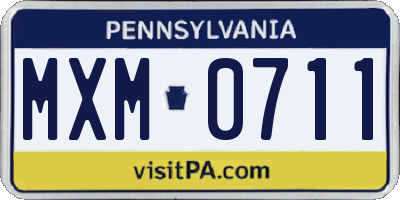 PA license plate MXM0711