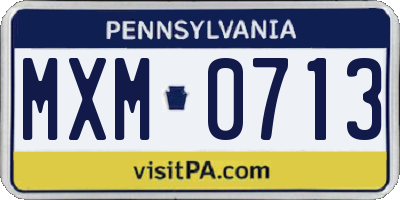 PA license plate MXM0713