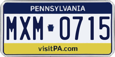 PA license plate MXM0715