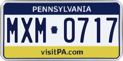 PA license plate MXM0717