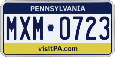 PA license plate MXM0723