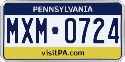 PA license plate MXM0724