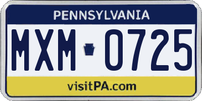 PA license plate MXM0725