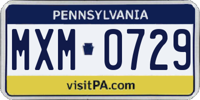 PA license plate MXM0729