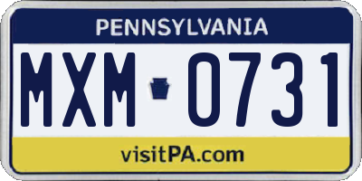 PA license plate MXM0731