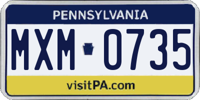 PA license plate MXM0735