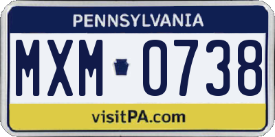 PA license plate MXM0738