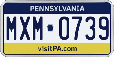 PA license plate MXM0739