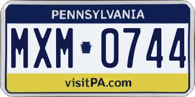 PA license plate MXM0744