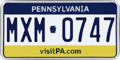 PA license plate MXM0747