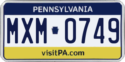 PA license plate MXM0749