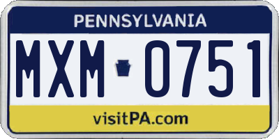 PA license plate MXM0751