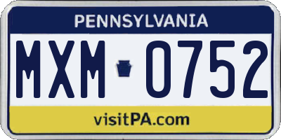 PA license plate MXM0752