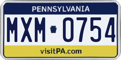 PA license plate MXM0754