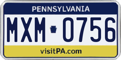 PA license plate MXM0756