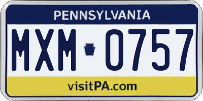 PA license plate MXM0757