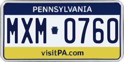 PA license plate MXM0760