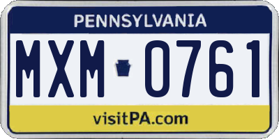 PA license plate MXM0761