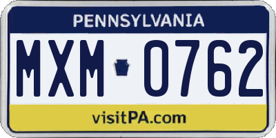 PA license plate MXM0762