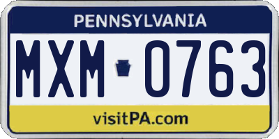 PA license plate MXM0763