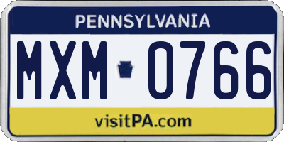 PA license plate MXM0766