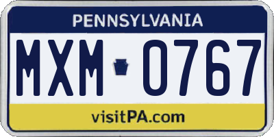 PA license plate MXM0767