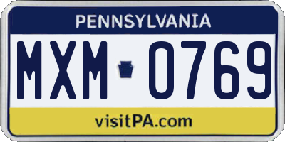 PA license plate MXM0769