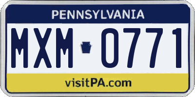 PA license plate MXM0771