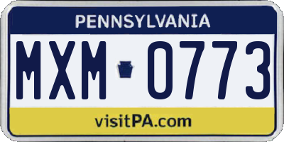 PA license plate MXM0773
