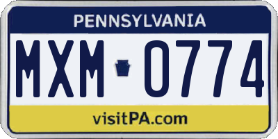 PA license plate MXM0774