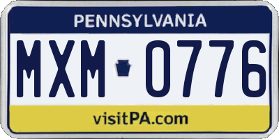 PA license plate MXM0776