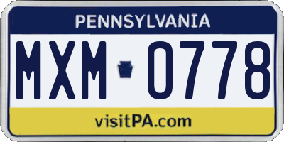 PA license plate MXM0778
