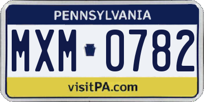 PA license plate MXM0782