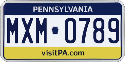 PA license plate MXM0789