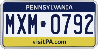 PA license plate MXM0792
