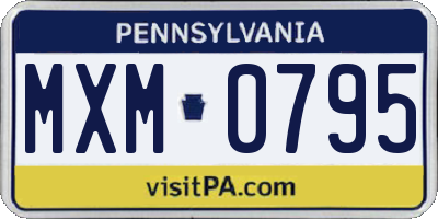 PA license plate MXM0795