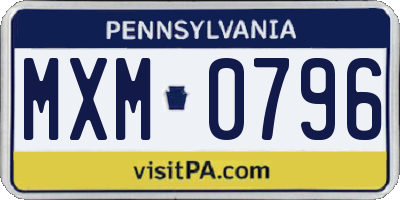 PA license plate MXM0796