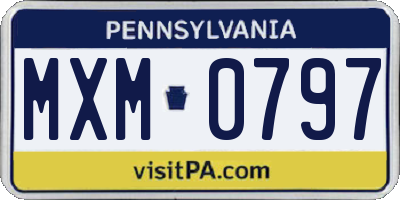 PA license plate MXM0797