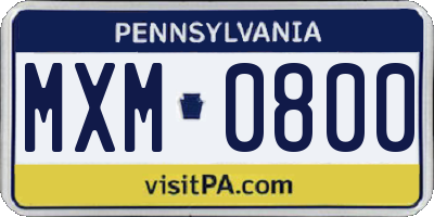 PA license plate MXM0800