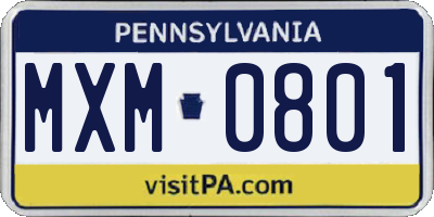 PA license plate MXM0801