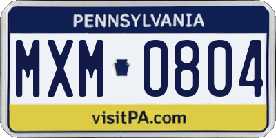 PA license plate MXM0804