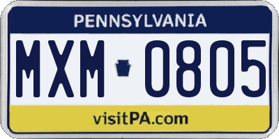 PA license plate MXM0805