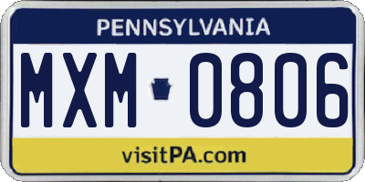 PA license plate MXM0806