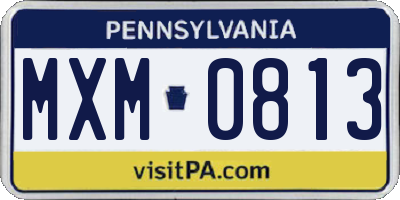 PA license plate MXM0813